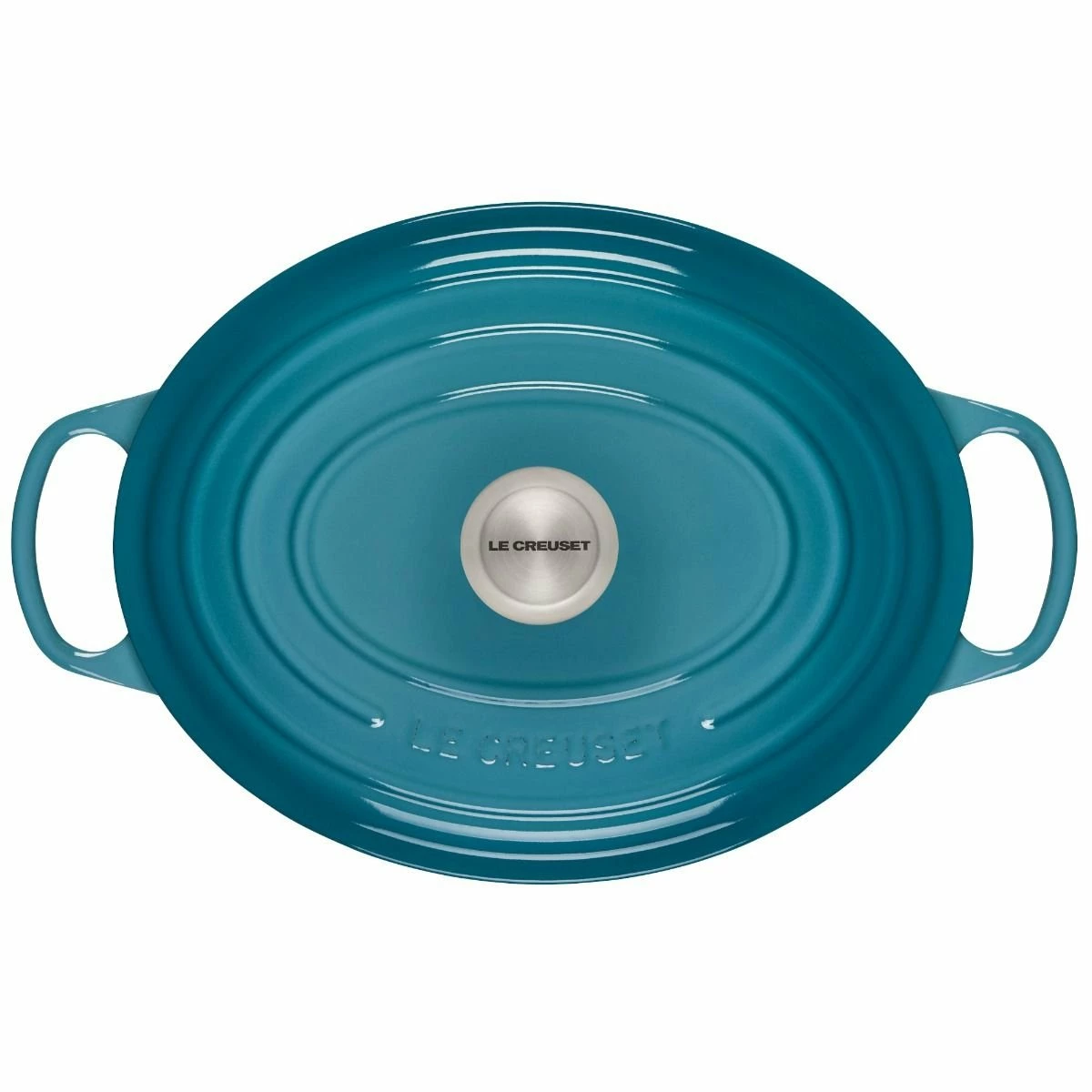 Le Creuset 6.75 Qt. Oval Signature Dutch Oven With Stainless Steel Knob | Caribbean Blue - Image 3