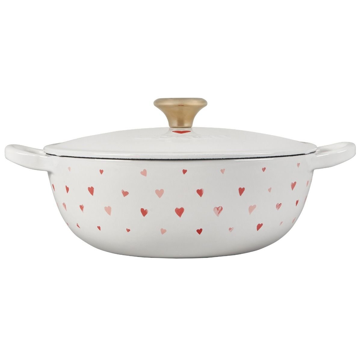 Le Creuset L'Amour 2.75 Qt. Enameled Cast Iron Soup Pot with Gold Knob & Heart Applique | White Le Creuset L'Amour 2.75 Qt. Enameled Cast Iron Soup Pot With Gold Knob & Heart Applique | White -STAUB Shop rs13473 l2574 2216hlg 2