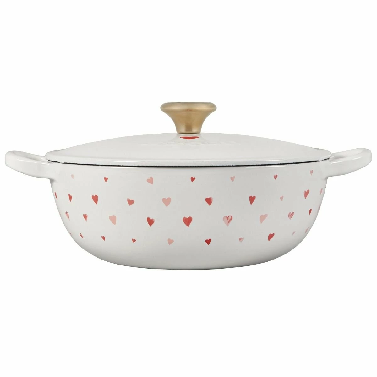 Le Creuset L'Amour 2.75 Qt. Enameled Cast Iron Soup Pot With Gold Knob & Heart Applique | White - Image 2