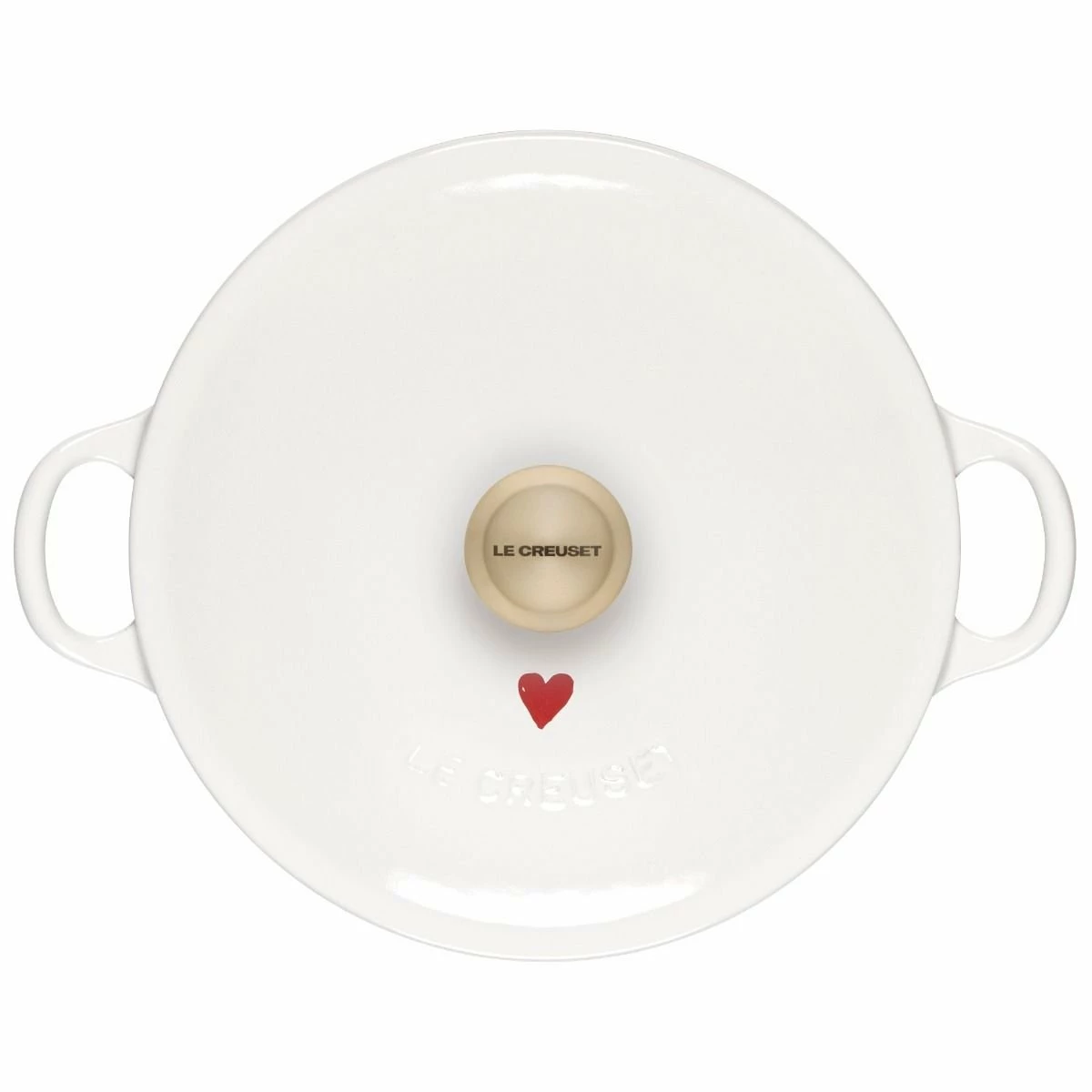 Le Creuset L'Amour 2.75 Qt. Enameled Cast Iron Soup Pot With Gold Knob & Heart Applique | White - Image 3
