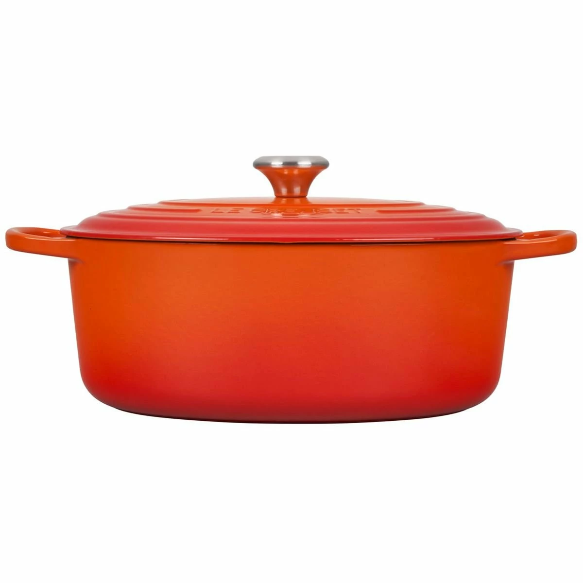 Le Creuset 6.75 Qt. Oval Signature Dutch Oven With Stainless Steel Knob | Flame Orange - Image 4