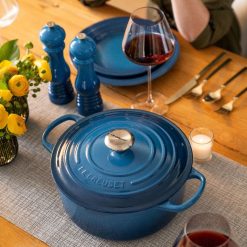 Le Creuset 5.5 Qt. Round Signature Cast Iron Dutch Oven With Stainless Steel Knob | Marseille Blue 7 Le Creuset 5.5 Qt. Round Signature Cast Iron Dutch Oven With Stainless Steel Knob | Marseille Blue -STAUB Shop rs16006 0921 lecreuset lifestyle 43