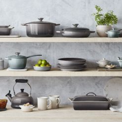 Le Creuset 5.5 Qt. Round Signature Dutch Oven With Stainless Steel Knob | Oyster Grey 10 Le Creuset 5.5 Qt. Round Signature Dutch Oven With Stainless Steel Knob | Oyster Grey -STAUB Shop rs16352 00 oyster le creuset shelfshot ret
