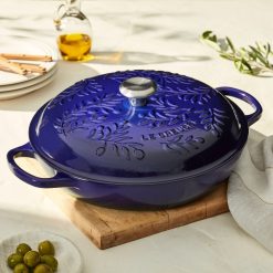Le Creuset Olive Branch Collection 3.5 Qt. Signature Braiser | Indigo Blue 6 Le Creuset Olive Branch Collection 3.5 Qt. Signature Braiser | Indigo Blue -STAUB Shop rs16892 220511 lecreuset olivebranchbraiser sqret