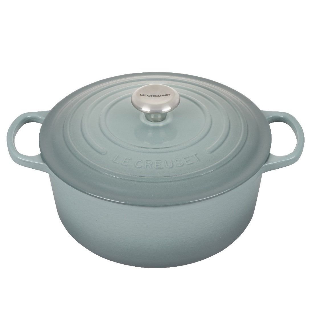 Le Creuset 5.5 Qt. Round Signature Dutch Oven with Stainless Steel Knob | Sea Salt Le Creuset 5.5 Qt. Round Signature Dutch Oven With Stainless Steel Knob | Sea Salt -STAUB Shop rs17059 ls2501 26717ss 1 1