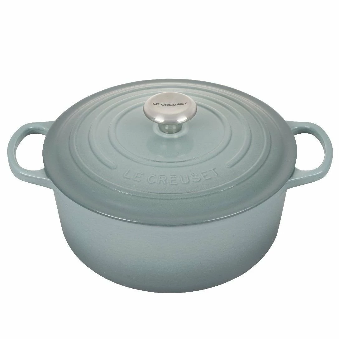 Le Creuset 5.5 Qt. Round Signature Dutch Oven With Stainless Steel Knob | Sea Salt