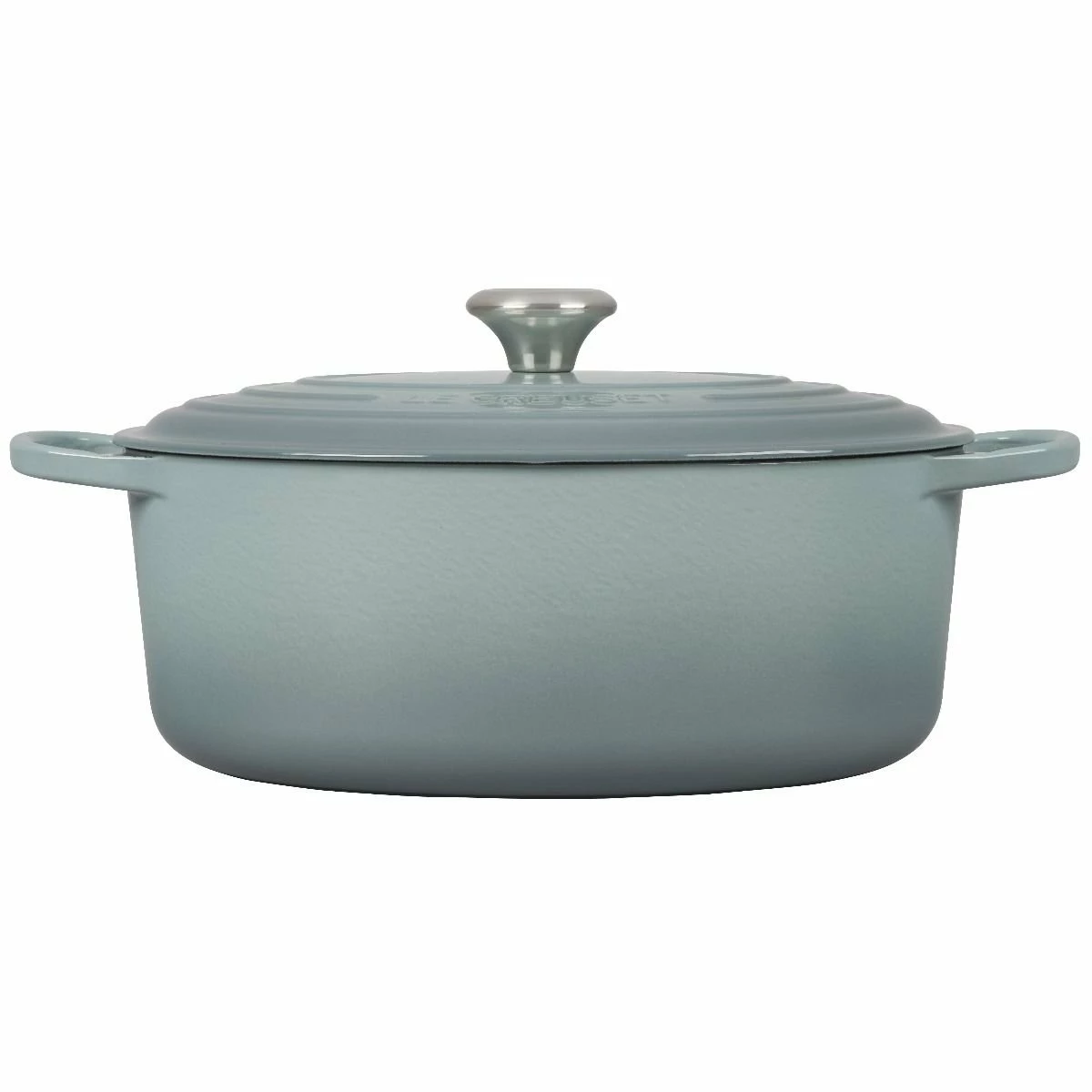 Le Creuset 6.75 Qt. Oval Signature Dutch Oven With Stainless Steel Knob | Sea Salt - Image 2