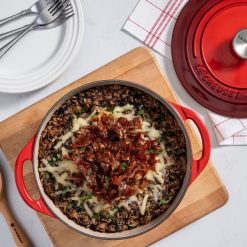 Le Creuset 2.75 Qt. Shallow Round Dutch Oven | Cerise 6 Le Creuset 2.75 Qt. Shallow Round Dutch Oven | Cerise -STAUB Shop rs18672 sausage and wild rice casserole overhead