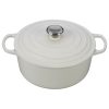 Le Creuset 5.5 Qt. Round Signature Cast Iron Dutch Oven With Stainless Steel Knob | White 1 Le Creuset 5.5 Qt. Round Signature Cast Iron Dutch Oven With Stainless Steel Knob | White -STAUB Shop rs3157 ls2501 2616ss