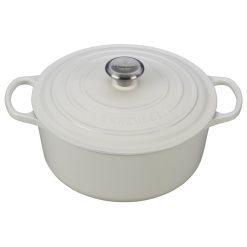 Le Creuset 5.5 Qt. Round Signature Cast Iron Dutch Oven With Stainless Steel Knob | White