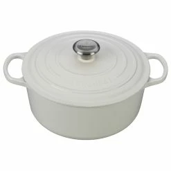 Le Creuset 5.5 Qt. Round Signature Cast Iron Dutch Oven With Stainless Steel Knob | White
