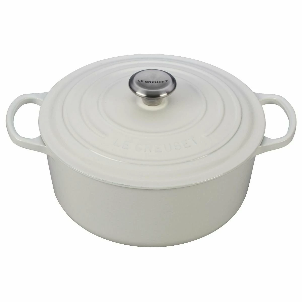 Le Creuset 5.5 Qt. Round Signature Cast Iron Dutch Oven With Stainless Steel Knob | White