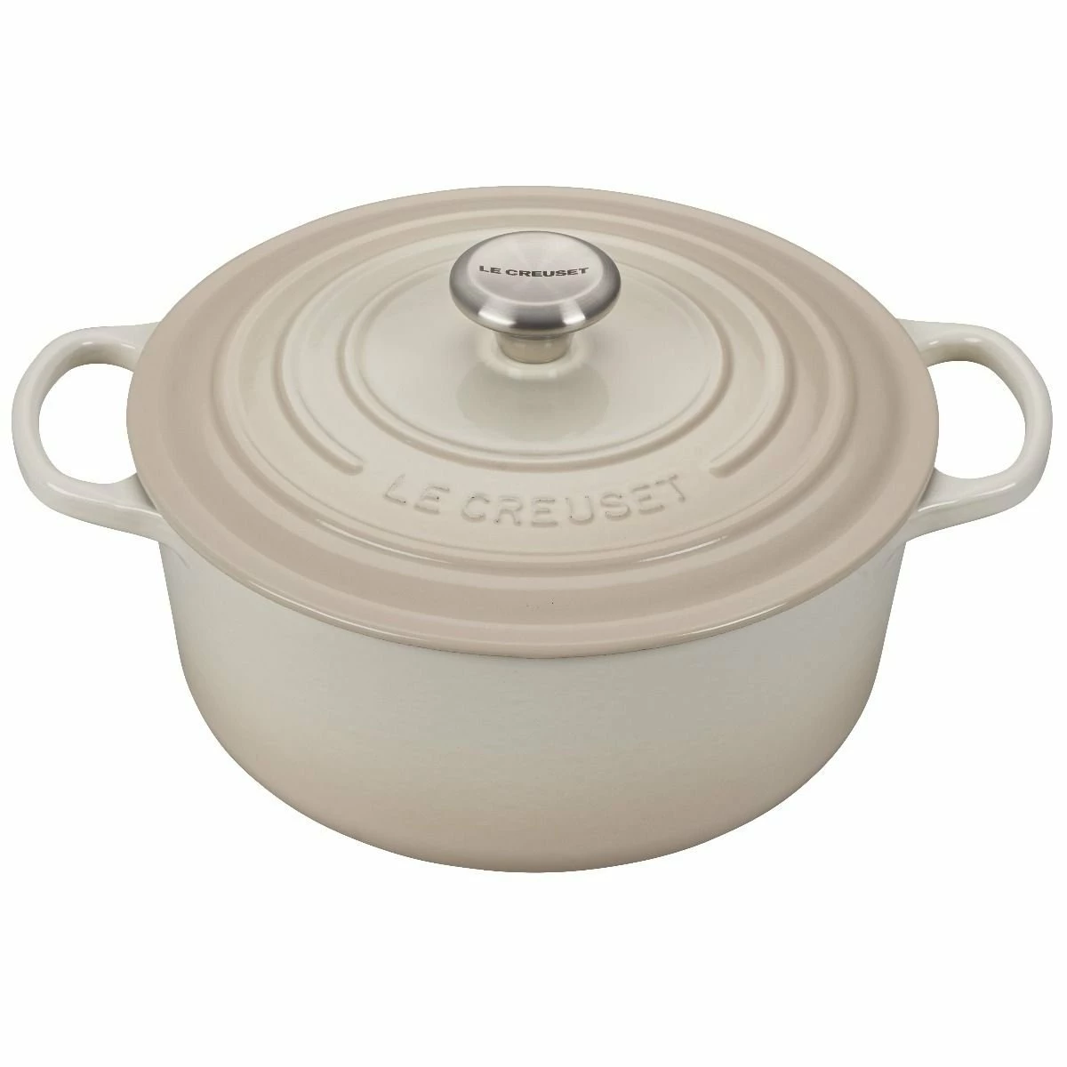 Le Creuset 5.5 Qt. Round Signature Cast Iron Dutch Oven With Stainless Steel Knob | Meringue White