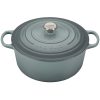 Le Creuset 9 Qt. Round Signature Dutch Oven With Stainless Steel Knob | Sea Salt -STAUB Shop rs9086 ls2501 30717ss