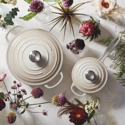 Le Creuset 5.5 Qt. Round Signature Cast Iron Dutch Oven With Stainless Steel Knob | Meringue White -STAUB Shop rs9169 spring 2019 meringueflowers 1130 1