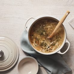 Le Creuset 5.5 Qt. Round Signature Cast Iron Dutch Oven With Stainless Steel Knob | Meringue White -STAUB Shop rs9179 spring 2019 meringuesouprdo 0848