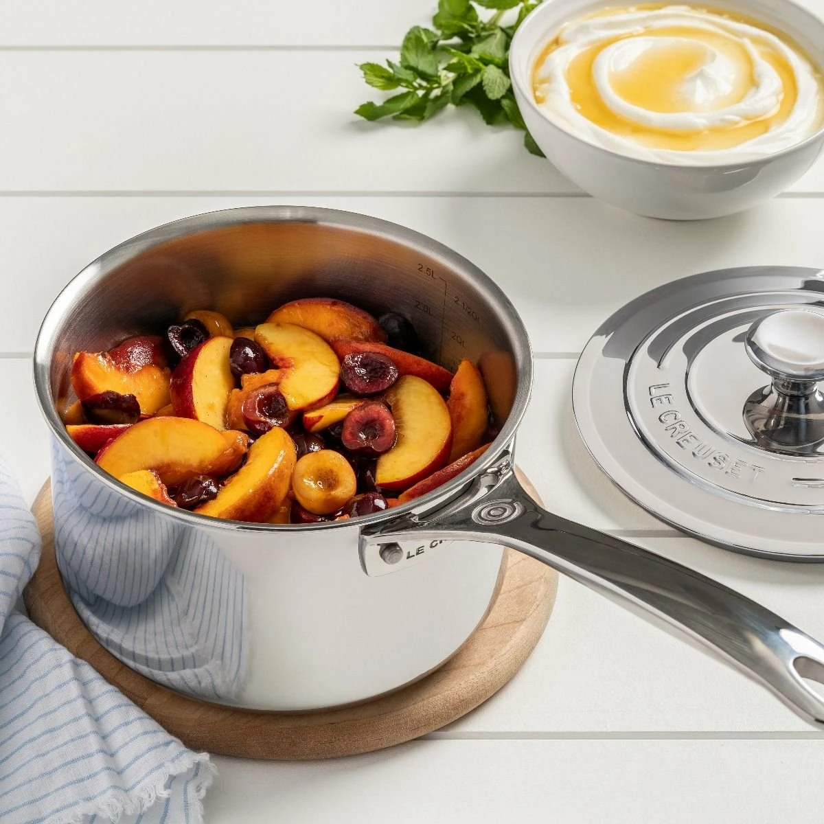 Le Creuset 3 Qt. Tri-Ply Stainless Steel Saucepan With Lid - Image 2