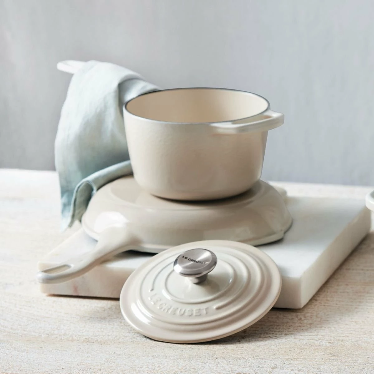 Le Creuset 1.75 Qt. Signature Enameled Cast Iron Saucepan With Stainless Steel Knob | Meringue White - Image 2