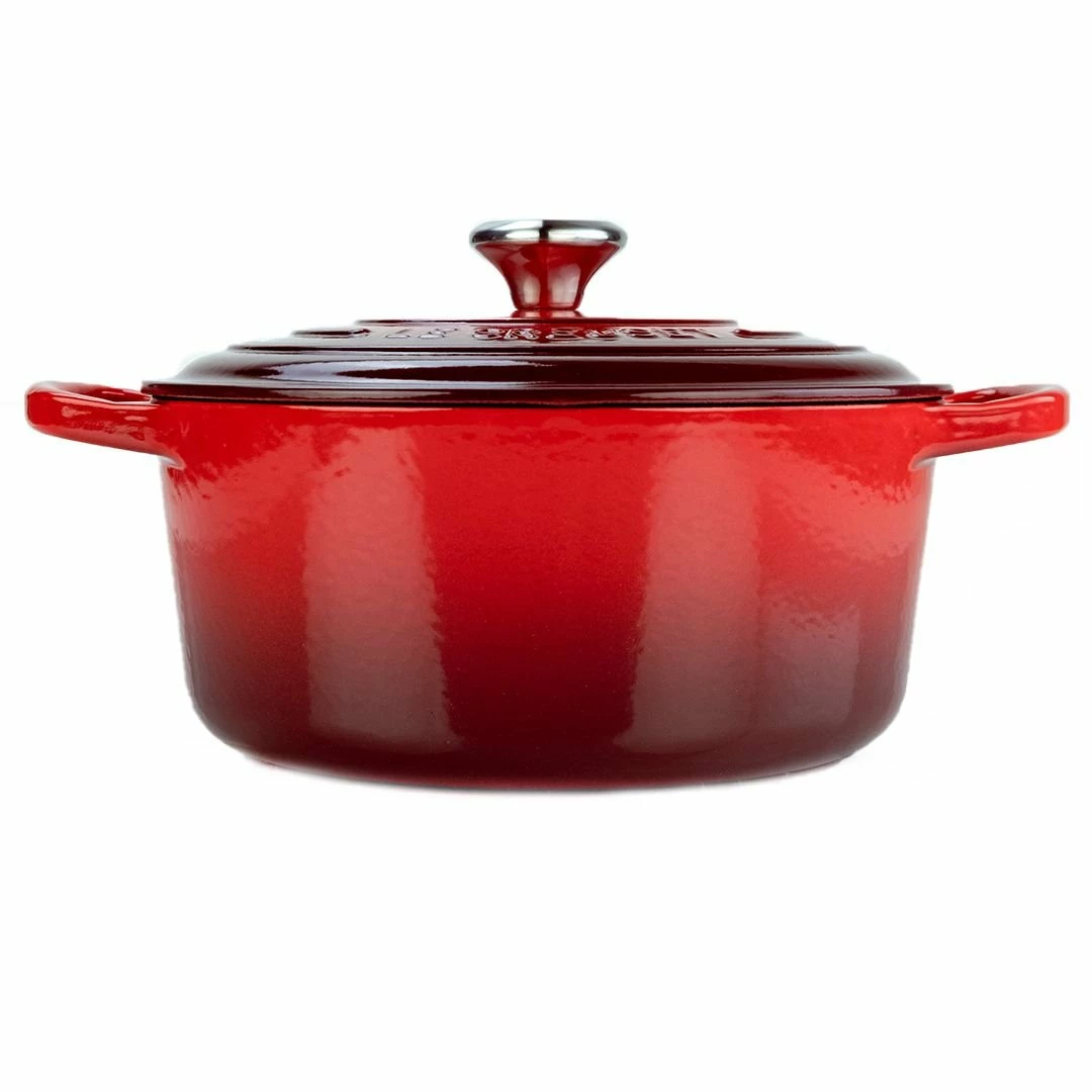 Le Creuset 3.5 Qt. Round Signature Dutch Oven With Stainless Steel Heart Knob | Cerise/Cherry Red - Image 2