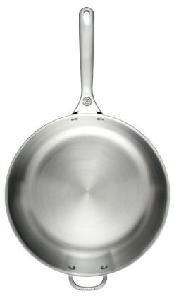 Le Creuset 12.5" Deep Fry Pan With Helper Handle | Stainless Steel -STAUB Shop sp2400 32 deep fry pan by le creuset