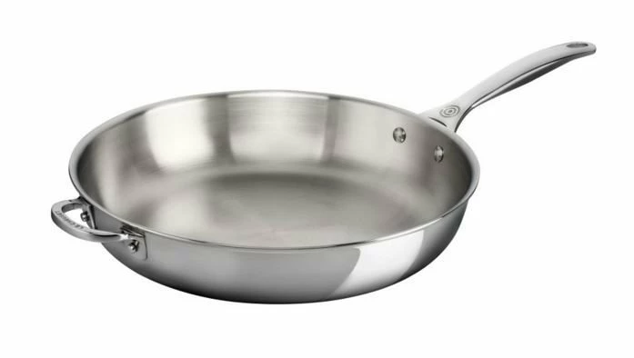 Le Creuset 12.5" Deep Fry Pan With Helper Handle | Stainless Steel