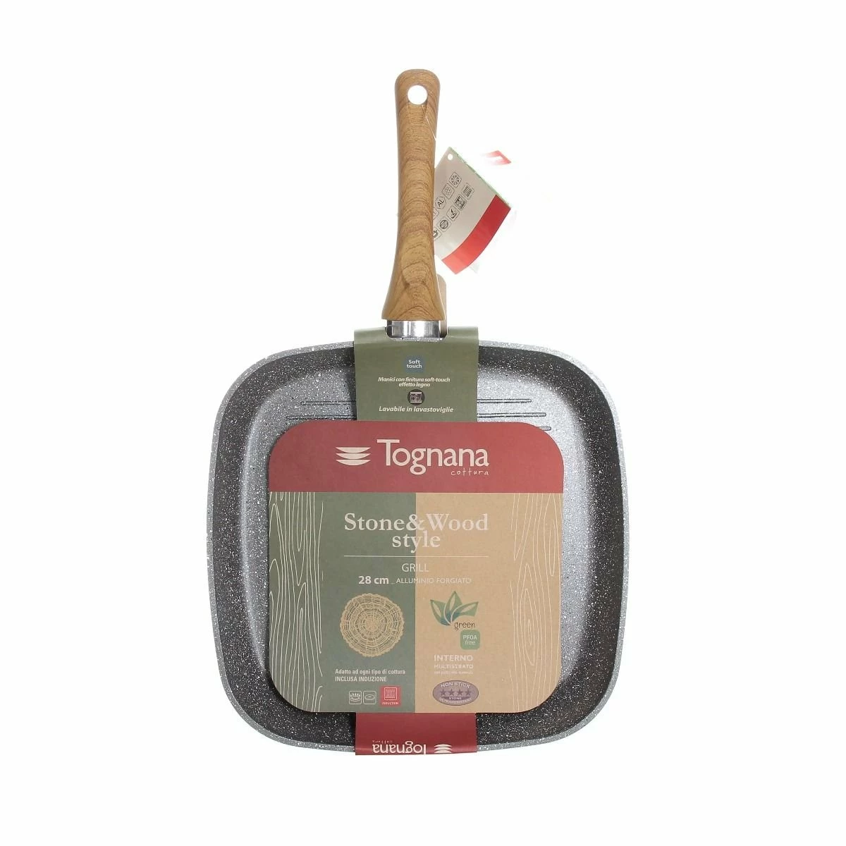 Tognana 11" Square Grill Pan | Stone & Wood Style - Image 3