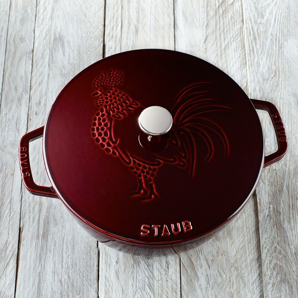 Staub 3.75 Qt. Essential French Oven With Rooster Lid | Grenadine 8 Staub 3.75 Qt. Essential French Oven With Rooster Lid | Grenadine - Image 6