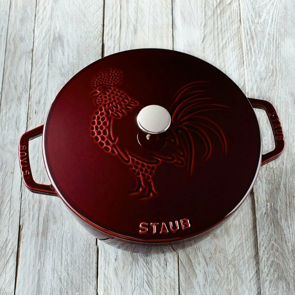 Staub 3.75 Qt. Essential French Oven With Rooster Lid | Grenadine - Image 6