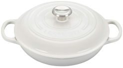 Le Creuset 2.25 Qt. Signature Enameled Cast Iron Braiser With Stainless Steel Knob | White